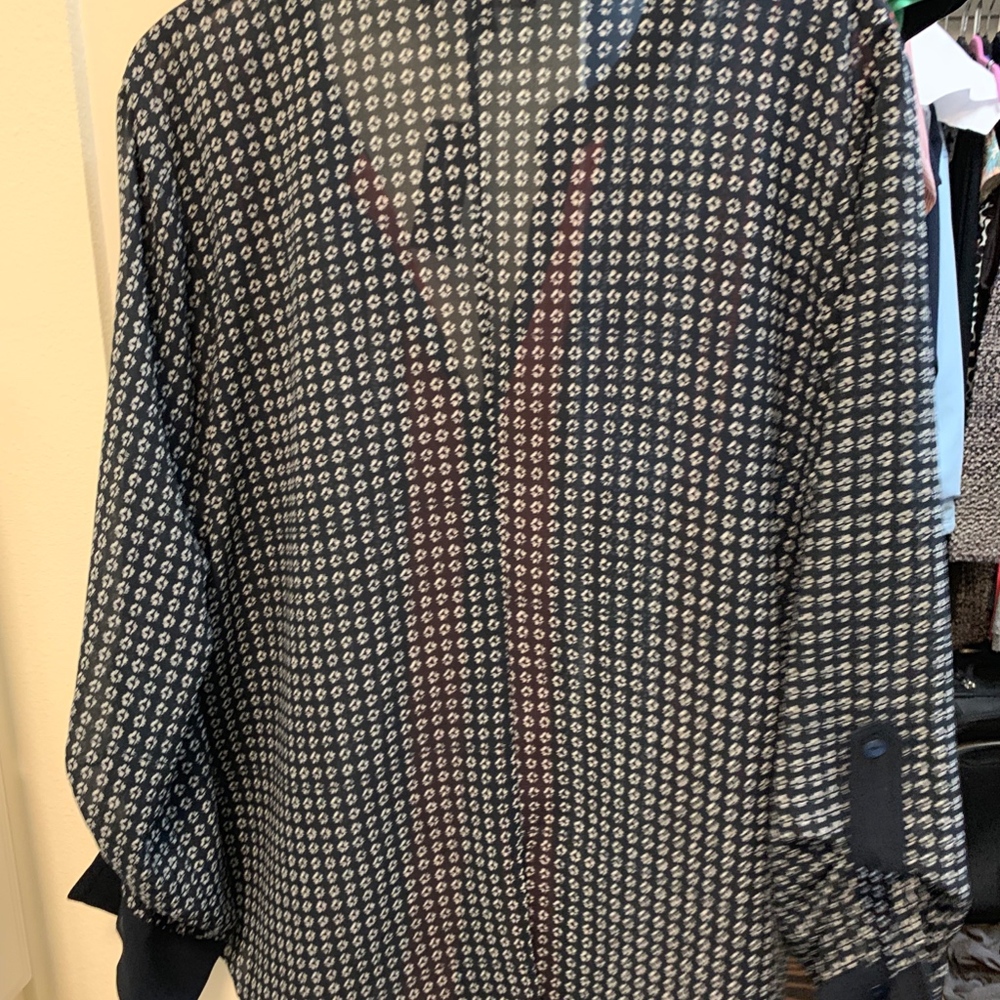 Blue multi-color button down blouse - Picture 3 of 3